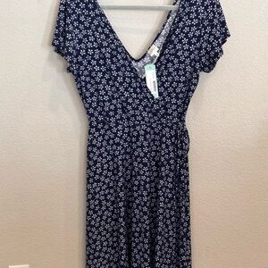 Floral Navy Wrap Dress